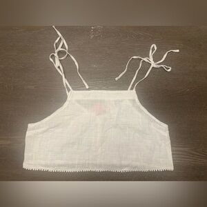 NWT XHILARATION WHITE TIE STRAP CROPPED SWIM CROP COVER TOP - Size Small SKU:239